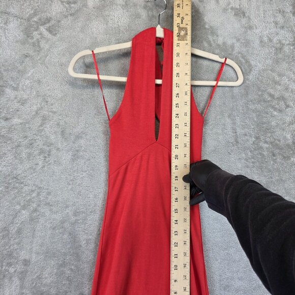 Zara Dress Womens Small Red Halter Plunge V Neck Bodycon Mini Stretch Sleeveless - Picture 5 of 10